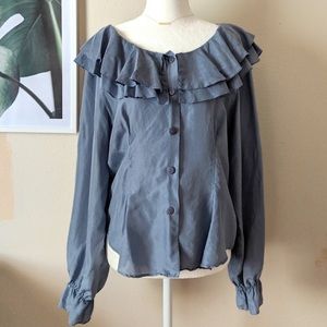 ❌SOLD❌ VTG Silk Ruffle Blouse